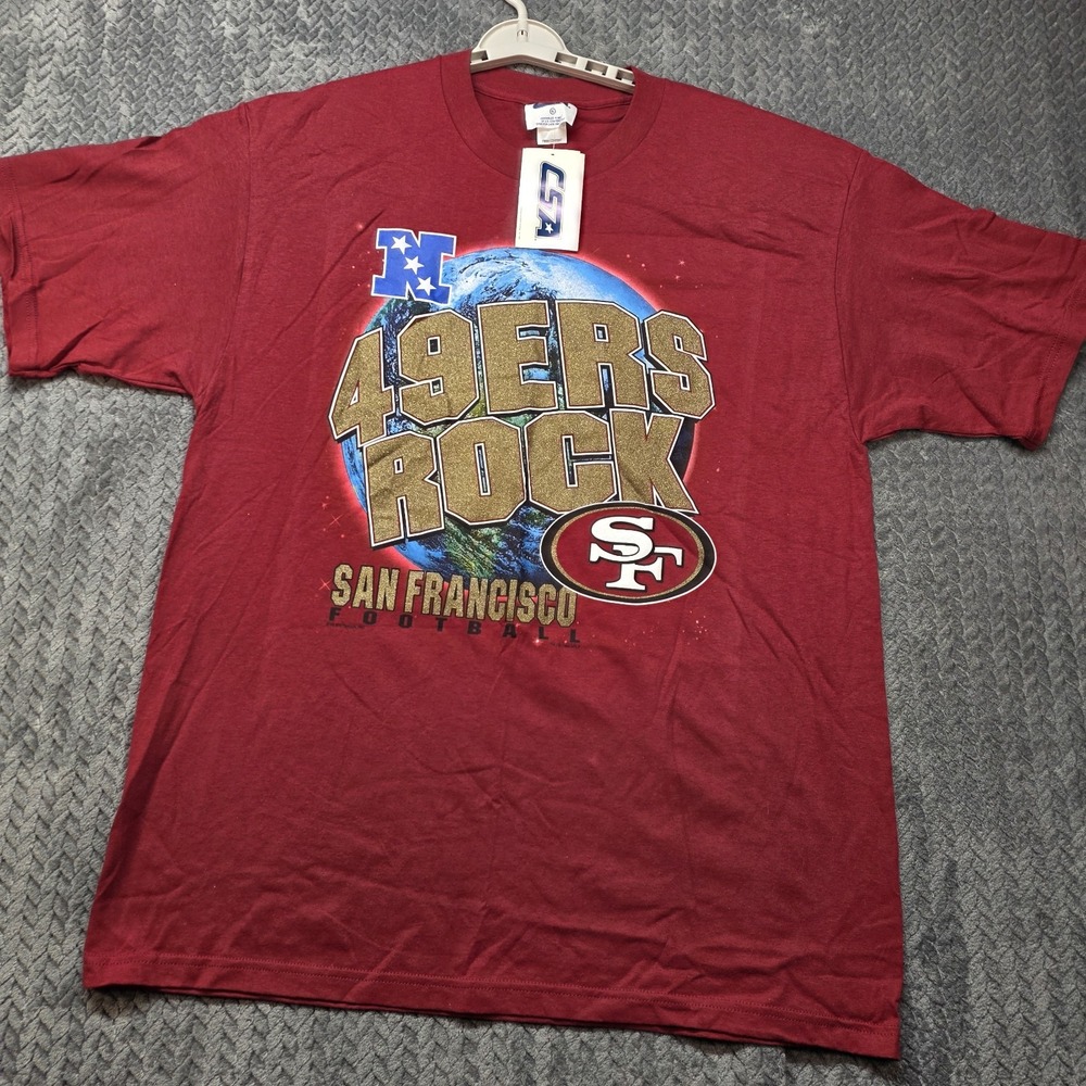 Vintage 1999 San Francisco 49ers Rock T-Shirt Men XL Maroon Nutmeg NFL Deadstock